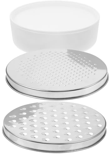 BIUDECO Rallador de Cocina Ovalado 3 Piezas con Recipiente Blanco Acero Inoxidable para Queso y Verduras Rallador de Patatas Reutilizable y Picadora con Almacenamiento Integrado