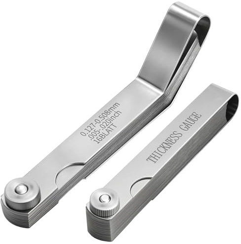 PacuM Spessimetro Set 32 Lame Coniche e 16 Lame Offset Strumento di Misurazione Dello Spessimetro a Lamelle in Acciaio per Misurare la Larghezza o Lo Spessore della Fessura
