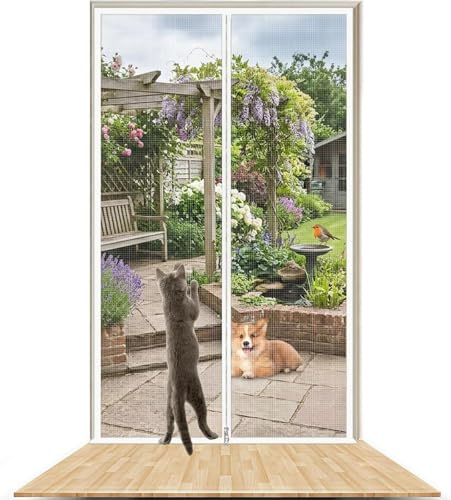 Zanzariera per gatti da interni, zanzariera rinforzata in rete con cerniera, porta per animali domestici per tenere dentro i gatti, schermo a prova di gatto per porta, schermo a rete per animali