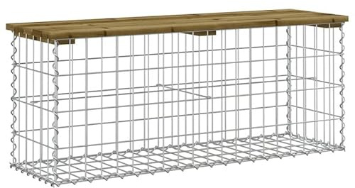 Eleganz Panca da giardino in gabbioni con legno di pino impregnato in autoclave, 103 x 31,5 x 42 cm, durevole e resistente alle intemperie, per giardino, terrazza o balcone