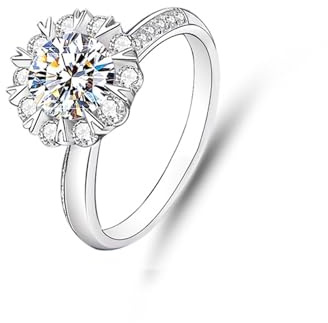Tolldek Gelbgold Au750 18K Pärchen Ringe Echtgold Schmuck, Dünn Elegant Blumen Trauringe mit Moissanit, Freundschaftsringe PT950 Platinum, Gr.47-65