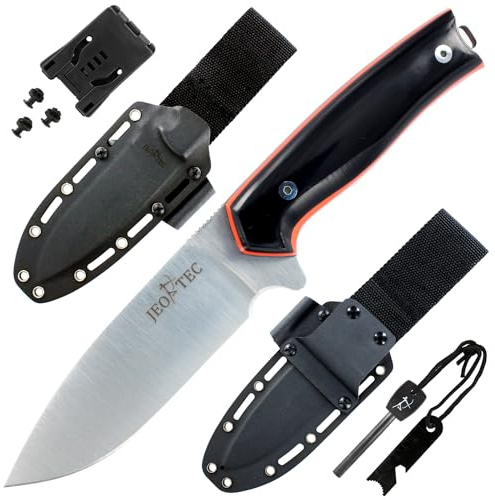 JEO-TEC Nº21 Cuchillo supervivencia caza monte bushcraft camping outdoor campo - Funda de Kydex con clip para el cinturón - Acero BÖHLER N690C - Fabricado en España