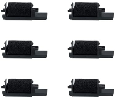 Printerfield Ruban Rouleau d'encre Compatible pour Casio IR40, Sharp XE-A101, XE-A102, XE-A106, XE-A110 et XE-A120 Rouleau d'encre de Caisse Enregistreuse (Paquet de 6) - Noir