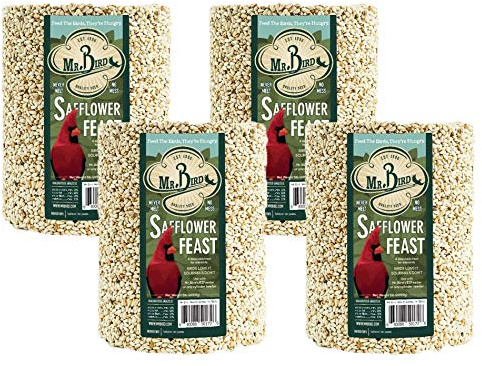 4-Pack of Mr. Bird Safflower Feast Large Wild Bird Seed Cylinder 5 lbs.