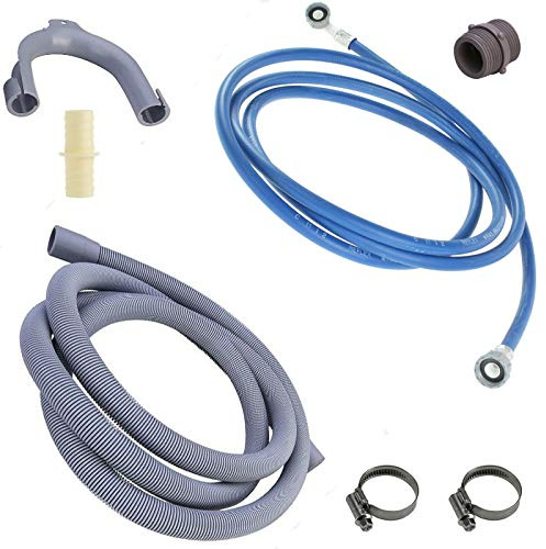 Universal Dishwasher Cold Inlet Fill & Waste Water Drain Hose Extension Kit 2.5m