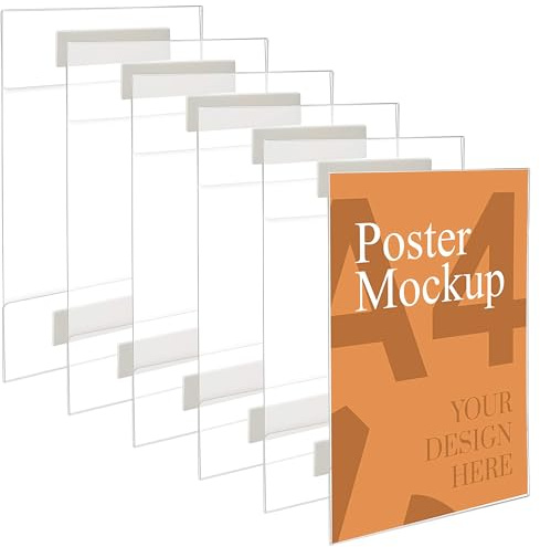 Kurtzy Cornici Adesive da Parete (6pz) - Cornice A4 Universale - Resistente a Crepe, Graffi - Espositori Acrilico A4 Trasparenti con Adesivo per Ufficio, Negozio, Ristorante - Nessuna Foro Richiesto