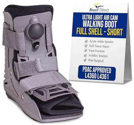 Brace Align Ultra Light Air Short Walking Boot - Lightweight Pneumatic Full Shell Orthopedic CAM Walker for Foot & Ankle Recovery L4360 L4361 - L Shoe Size (Men 11.5-13.5 / Women 13-14)