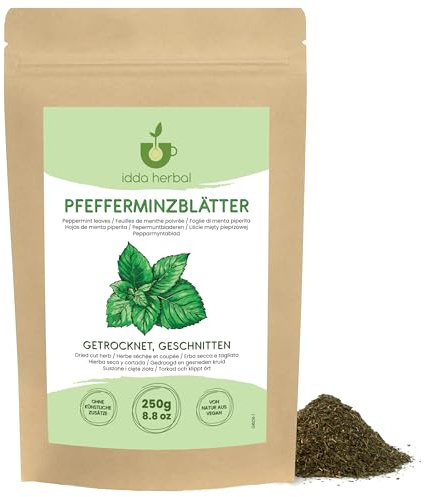 Pepparmynta lös (250 g), pepparmyntblad, försiktigt torkat, pepparmynta te, 100% rent och naturligt