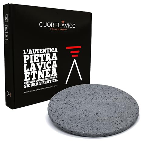 CUORE LAVICO - PIASTRA REFRATTARIA IN PIETRA LAVICA ETNEA TONDA PER PIZZA DIAMETRO 31.5 SP. 1 CM FORNO E BARBECUE PER PANE E PINZA