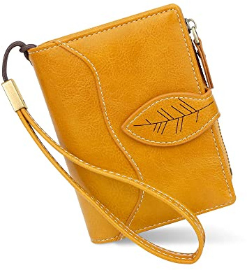 conisy Cartera de Mujer de Gran Capacidad, Monedero Pequeño de Piel Sintética con Bolsillo de Cremallera para Mujer (Amarillo)
