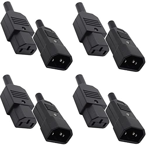VISSQH 8pcs IEC 320 C14 Spina Maschio a C13 Presa Femmina Connettore Alimentazione AC 250V,Presa per bollitore, adatta per alimentatori, elettrodomestici, ecc(saldare)