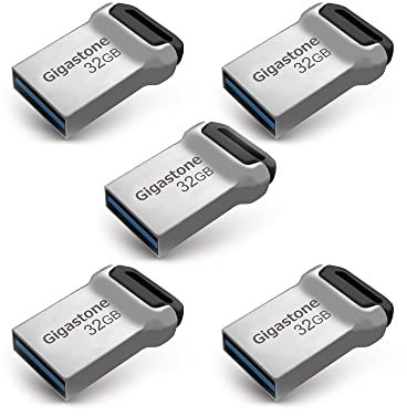 GIGASTONE: Z90 - Paquete de 5 unidades flash USB 3.2 Gen 1 de 32 GB, mini unidad compacta de metal, impermeable, unidad de pulgar de rendimiento confiable, compatible con interfaz USB 2.0/3.0/3.1