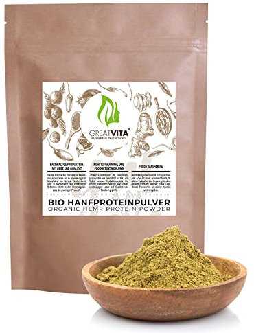 Bio Hanfprotein Pulver 800g | Premium Qualität - hoher Proteingehalt/natürliches Protein/GreatVita