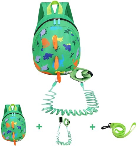 DB Toddler Mini Dinosaur Backpack with Child Leash, Anti Lost Wrist Link for Kids, Safety Harness Back Pack for Baby Boy Girl