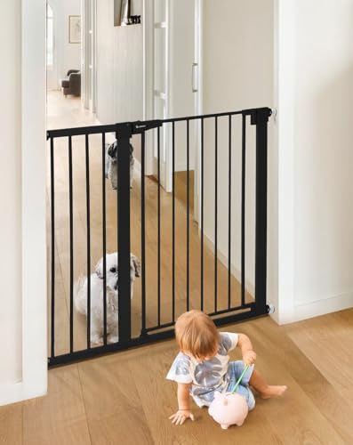 COMOMY Treppenschutzgitter Extra Hoch, 75-110 cm, ohne Bohren, Schwarz