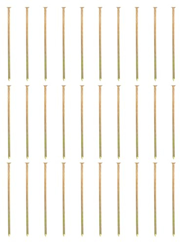 sourcing map 30Pcs Metal Landscape Edging Stakes, 10 Inch Galvanized Artificial Turf Stakes Spiral Anchoring Spikes for Outdoor Tent Construction Weed Barriers, Yellow Zinc