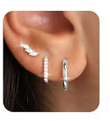 ZHESHY Gold Ohrringe Set Damen 3 Paar 14K Vergoldete Silber 925 Klein Creolen Ohrstecker Hängend Ohrringe mit Zirkonia Wasserfest Hypoallergen Goldene Stecker Mehrere Piercings Schmuck für Frauen