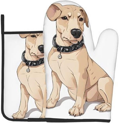 Guanti Da Forno E Presine Da Cucina Set, French Cute Bulldog Presine Da Cucina Professionale Kit Guanti Da Forno Resistenti Al Calore Guanti Da Forno Per Natale Grigliate Ringraziamento