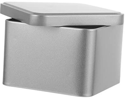 Cabilock Boîte à Thé Carrée 1 Pièce en Fer Blanc Mat avec Couvercle | Acier Étamé Argenté, et Noir, Empilable, Rangement et Transport Faciles