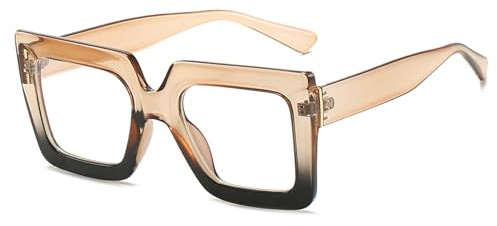 LJCZKA Lunettes Anti Lumiere Bleue Carrée pour Femme Homme, Surdimensionnée Lunettes Monture Épaisse Anti Fatigue pour Ordinateur, Jeux et Lecture