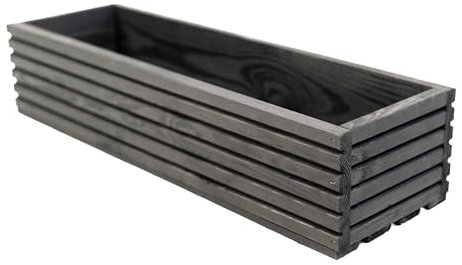 BOGATECO Fioriera in legno, 64 x 20 cm, con vaso interno, per giardino, balcone, fioriera per terrazze, vaso per erbe aromatiche, per la casa, colore grigio scuro