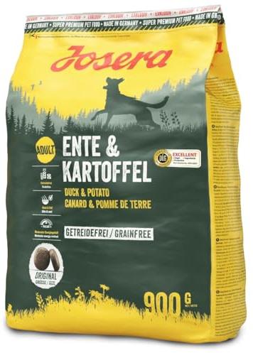 Josera Ente & Kartoffel | 1 x 900g | Trockenfutter für Hunde | Getreidefrei | Für ausgewachsene Hunde mittlerer und großer Rassen
