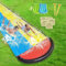 SilverChry Tobogán acuático de césped, doble 468 x 145 cm, tobogán acuático para exteriores con aspersor, tobogán acuático para niños con 2 tablas de bodyboards, juguetes de verano, juguetes de agua