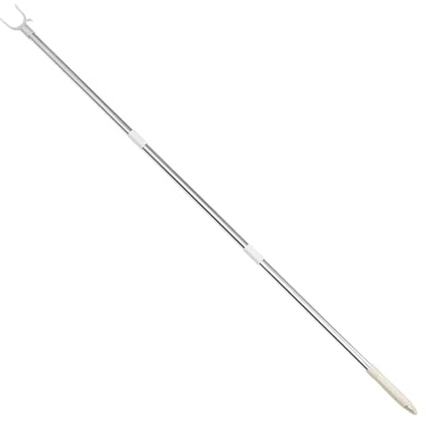 CUCUFA Polo del Gancho de Ropa, Poste telescópico de 51 Pulgadas con Gancho, Alcance de Acero Inoxidable, Alcance de Ropa