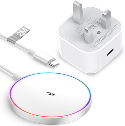 Wireless Charger iPhone 2M, 15W Mag-Safe Charger with USB C Charger for iPhone 17/16/15/15 Pro Max/15 Plus/14/13/12 Pro/11/8, AirPods, Magnetic Wireless iphone Charger Pad Fast Wireless Charger