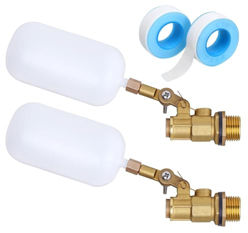 Nihcora Paquete de 2 Válvulas de Flotador de Agua de 1/2 Pulgada, Flotador de Bola de Latón con Brazo Ajustable, Llenado Automático y Control del de Agua