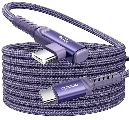 toocki Câble USB C vers USB C Coudé 2M 240W, Rapide Angle Droit, Violet | PD3.1 Charge Rapide, 90 Degrés Type-C, Tressé Nylon pour iPhone 17/16/15Pro Max/MacBook/iPad/Galaxy S25, Idéal Bureau/Voyage