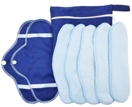 PACKOVE 8 Stück Waschbare Stoff Menstruationsbinden Tragbare Damenbinden Faltbar Atmungsaktiv mit Reißverschluss Tasche