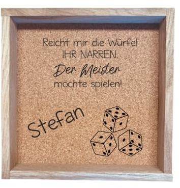 Würfelbrett mit Spruch und Name | Personalisierte Würfelunterlage | Würfelfeld aus Holz mit Gravur (Reicht Mir die Würfel)