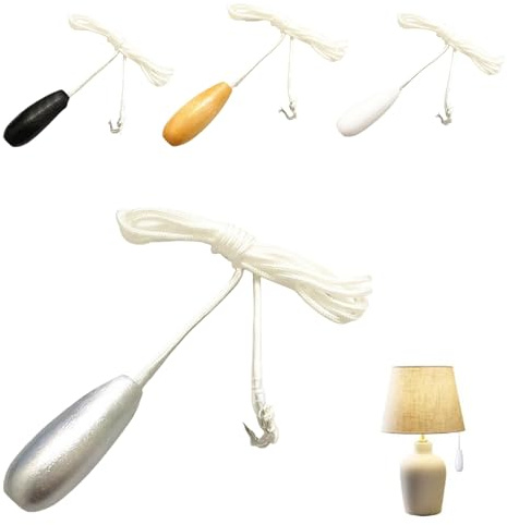 Interruptor de cadena colgante de calabaza de madera, cable de 150 cm, cadena de tracción decorativa de cuerda de fibra para ventilador de techo, lámpara de madera, interruptores de cadena de tracción