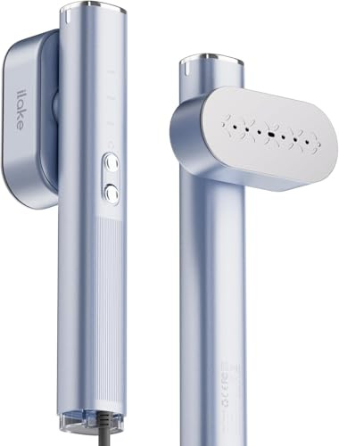 Ilake Travel Steamer for Clothes, 100-240V Dual Voltage Portable Garment Steamer, 1000W Travel Size Handheld Steam & Iron 2 in 1, for Global & Europe Travelling, Business, Home, Silver