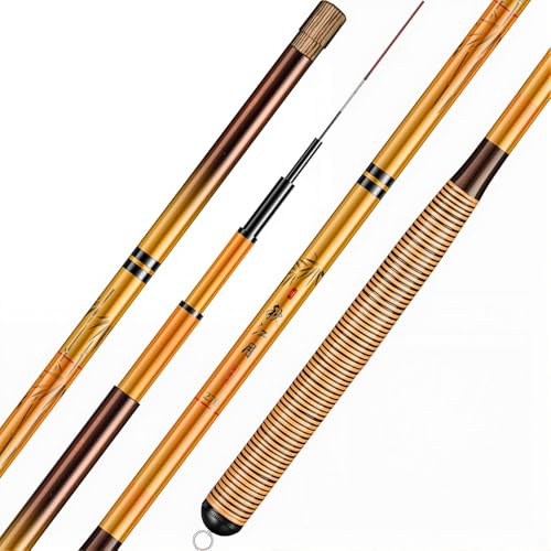 TUJISEK Kohlenstoff Angelrute Teleskop 2.7m-7.2m Angelruten Stipprute Teleskopangel Handrute Reiseruten Karpfenrute Angel rute Fishing Rod Leicht zu Tragen for Flüsse Seen Stauseen Bäche(4.5m)