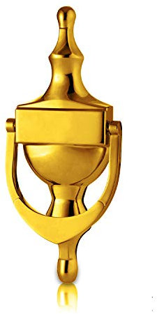 XFORT Victorian Door Knocker Polished Brass, Traditional Urn Door Knocker for Front Door, Elegant Front Door Furniture with a Classic Period Design