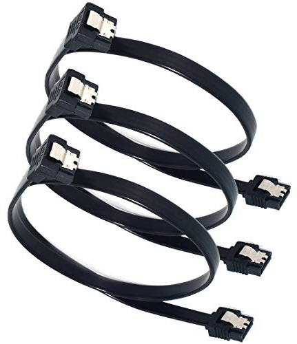 ELifeApply SATA Cables, Sata III 6.0 Gbps Cable 90 Degree Right Angle Data Cable 7 Pin with Locking Latch 18Inch for SATA HDD, SSD, CD Driver etc(3 Pack)