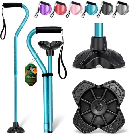 BeneCane Walking Cane Adjustable Cane with Offset Soft Cushioned Handle for Men & Women Lightweight Comfortable Extra Stability Base Mobility Aid for Men Women and Seniors