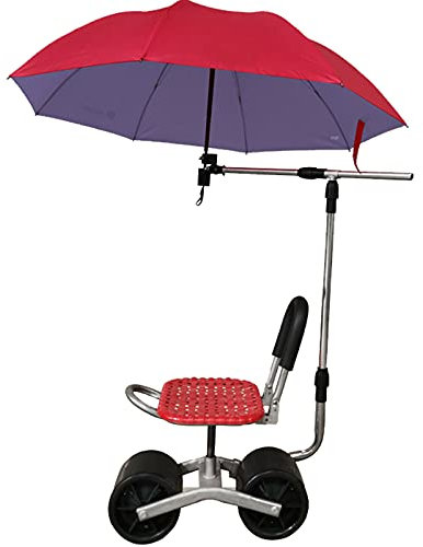 YAOYAOO Fahrbarer Gartensitz, Gartengeräte, Rollsitz für Gartenarbeit mit Schirmständer, Foldable Gartensitz Höhenverstellbarer Sitz 360°Rotating, Belastung: 190kg