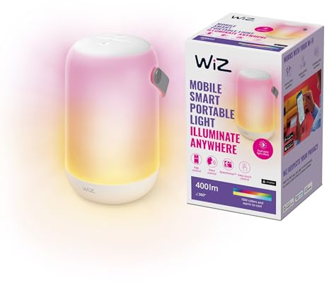 WiZ - Lámpara portátil móvil Luz Blanca y de Colores Efecto de iluminación de zona doble Control por voz y con panel táctil, con tecnología SpaceSense y compatible con Alexa y Google Home