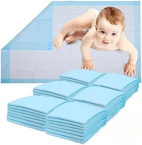 HEALQU Wickelunterlage Einweg – Baby Wickelauflagen 50 Stück 43 x 60cm – extra weich, saugfähig und wasserdicht – Für sauberes Wechseln von Windeln, ideal für unterwegs