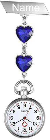 Avaner Krankenschwesteruhr Personalisierte Pflegeruhr Herz: Taschenuhr FOB Analog Quarzwerk Uhr Pulsuhr Ansteckuhr Unisex Silber Rosegold Schwesternuhren mit Pin/Clip für Arzt Doktor Medical