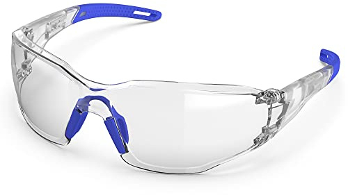 TOREGE Gafas protectoras transparentes – Merluza ajustable, antivaho y antiarañazos, ligeras con agarres de goma antideslizantes – Cumple con ANSI Z87