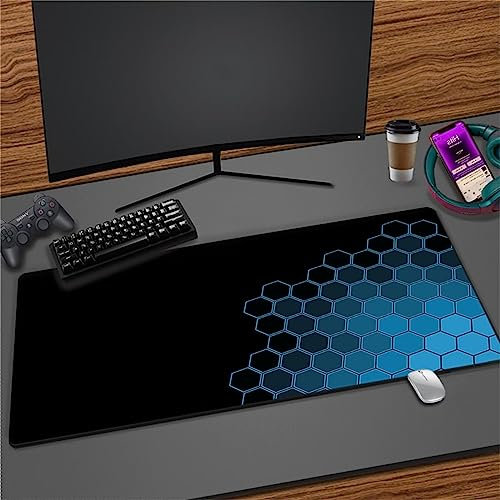 Gaming Mauspad Schwarze Geometrie, XXL Gaming Mauspads 39,4x19,7x0,12 Zoll Verlängertes Großes Mauspad Schreibtischauflage, rutschfeste Gummibasis Einfach Zu Reinigen für Gamer/Desktop/Büro/Zuhause