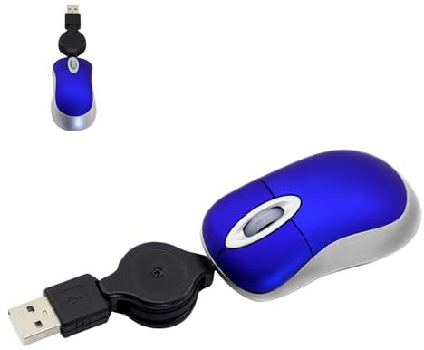 LIKE SHOW Mini Souris Filaire Avec Rétractable Câble USB, 1600 DPI, de Voyage Portable Pour PC, Gaming, Ordinateur de Bureau, Laptop (Bleu)