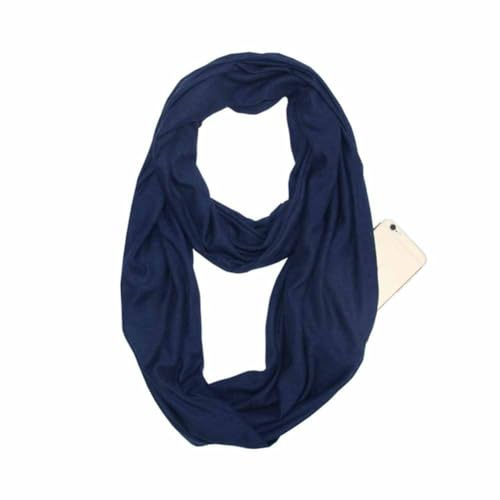 SHTGOI Sciarpa a forma di infinito tinta unita con tasca nascosta con cerniera nascosta, leggera sciarpa da viaggio infinito sciarpa circolare in cotone bandane morbida sciarpa tubolare per donna e