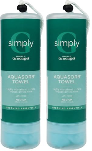 Groomers Medium Aquasorb Pet Towel | Microfibre Chamois Professional Dog Grooming Essentials | Super Absorbent Lint Free (Pack of 2)