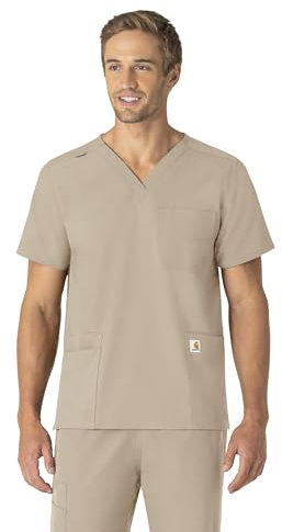 Carhartt Scrubs C15013 Unisex Force® Modern Fit V-Ausschnitt Top, Khaki, Groß