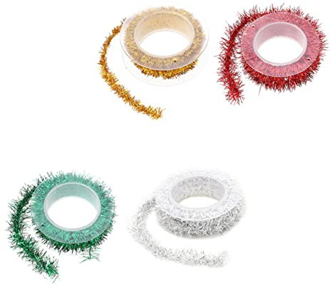 Garneck 4er-Pack Weihnachts-Lametta-Girlande Dünne Lametta-fransen Mehrfarbig Für Weihnachtsbaum-Party-Geschenkverpackung